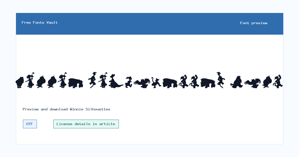 Winnie Silhouettes font preview showing the family name