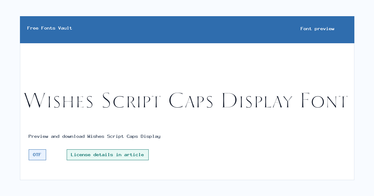 Wishes Script Caps Display font preview showing the family name