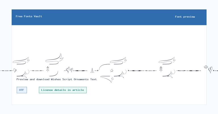 Wishes Script Ornaments Text font preview