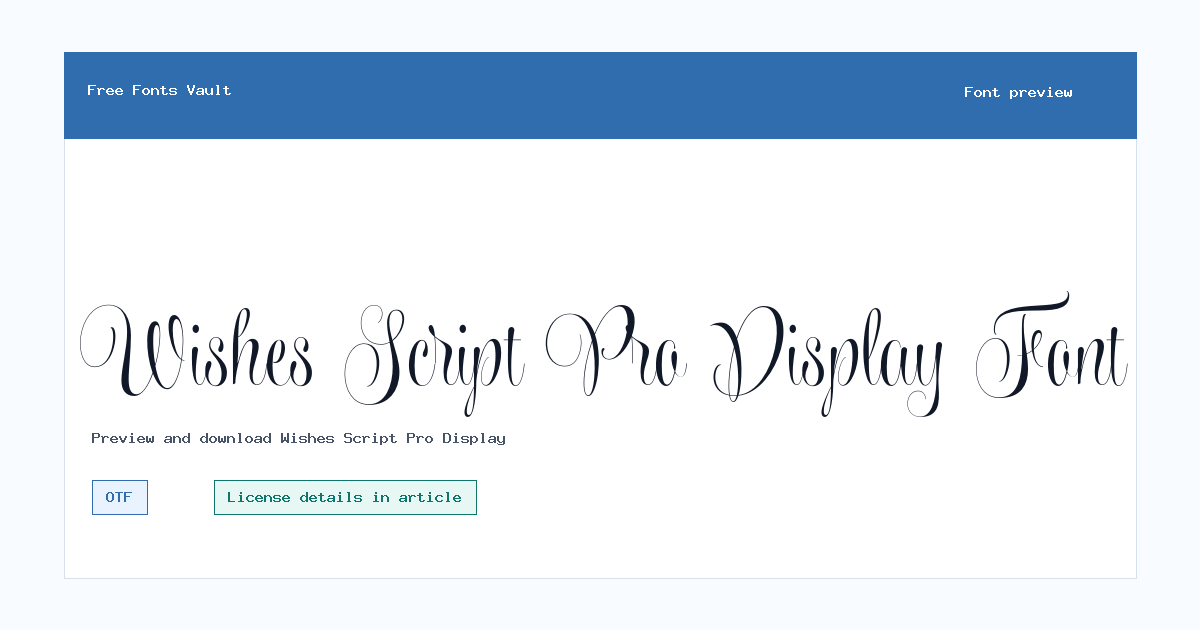 Wishes Script Pro Display font preview showing the family name