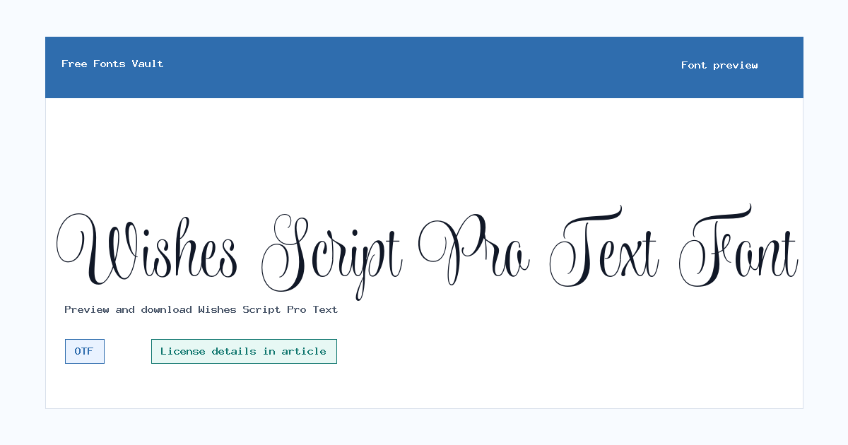 Wishes Script Pro Text font preview showing the family name