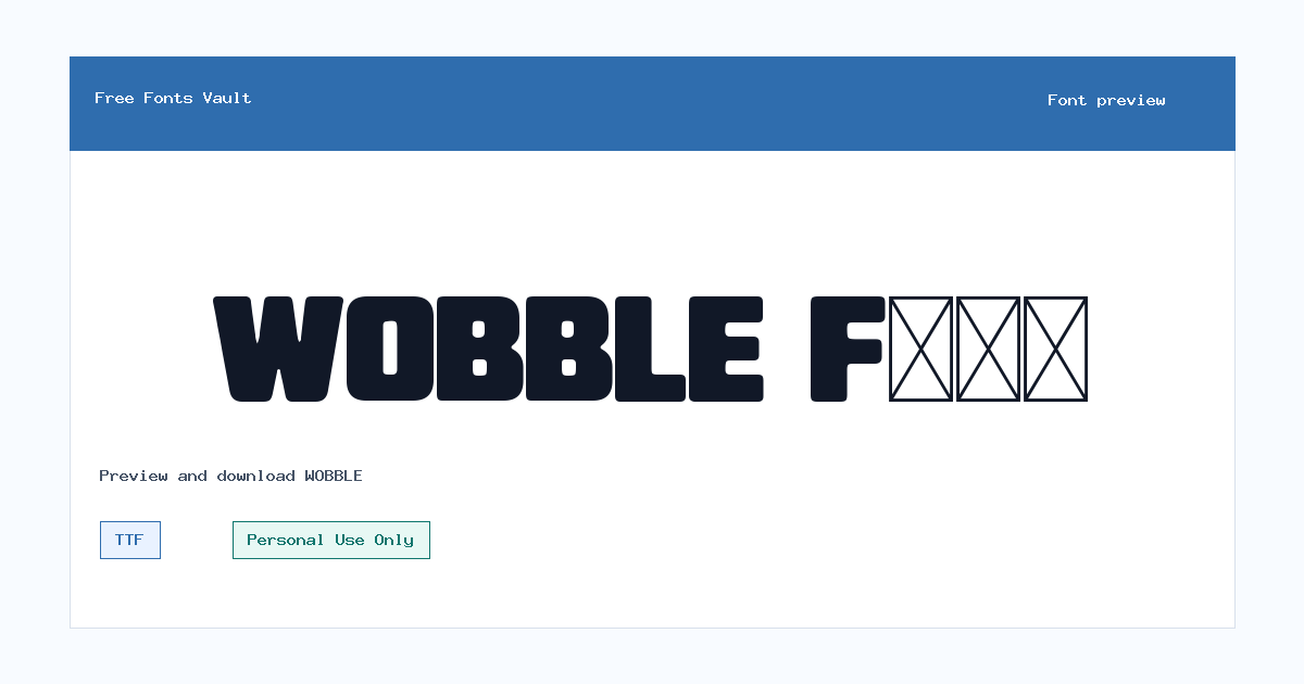 WOBBLE font preview showing the family name