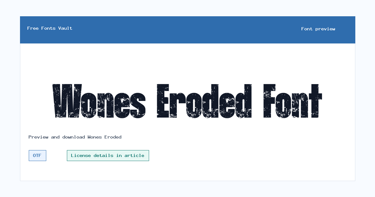 Wones Eroded font preview showing the family name