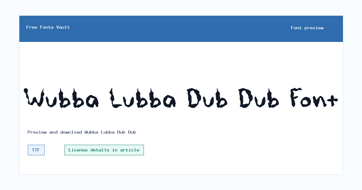 Wubba Lubba Dub Dub font preview showing the family name