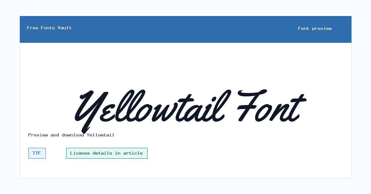 Yellowtail font preview showing the family name