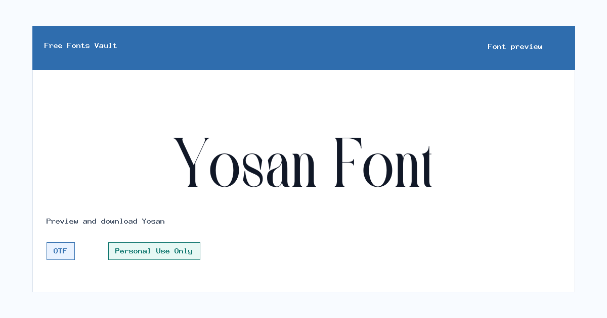 Yosan font preview showing the family name