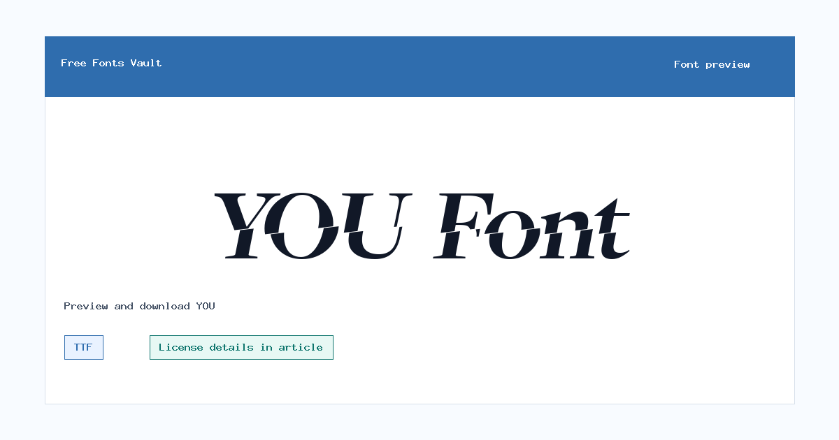 YOU font preview showing the family name