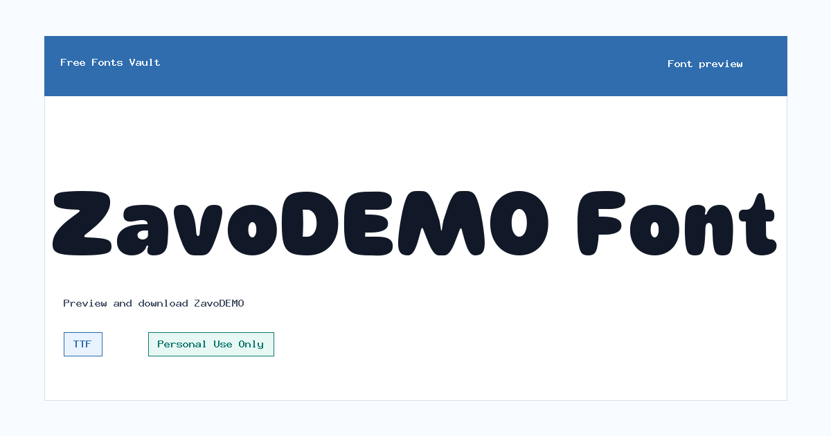 ZavoDEMO font preview showing the family name