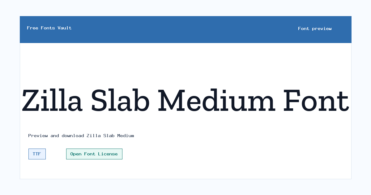 Zilla Slab Medium font preview showing the family name
