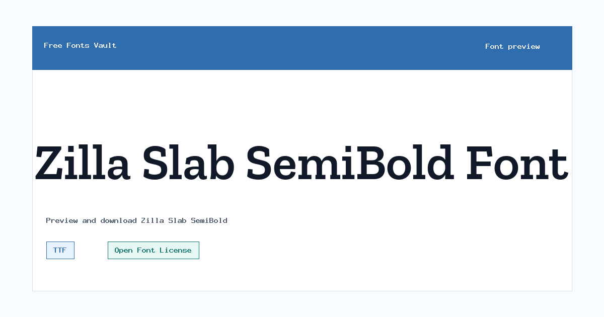 Zilla Slab SemiBold font preview showing the family name