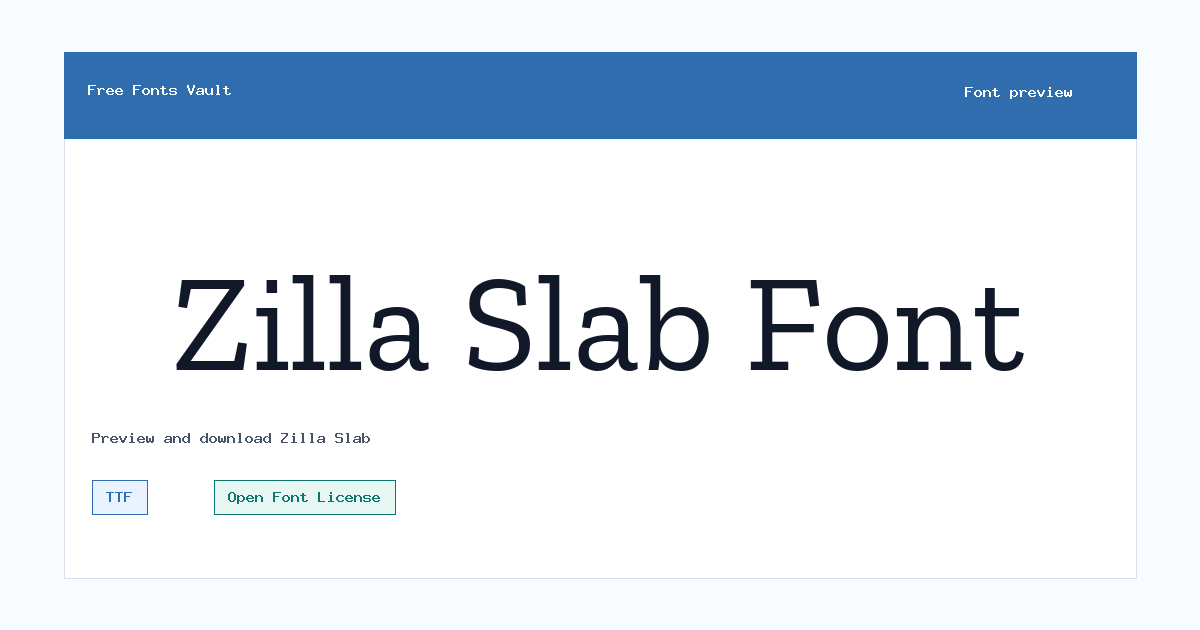 Zilla Slab font preview showing the family name