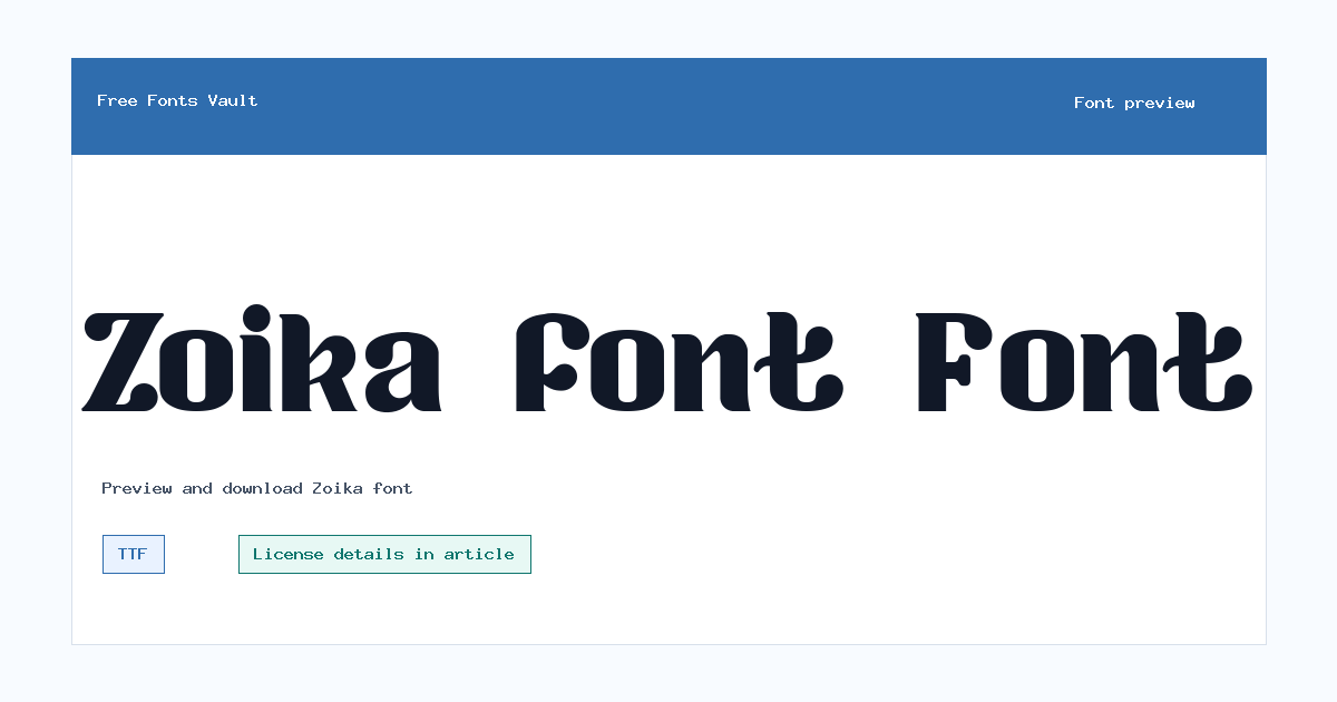 Zoika font font preview showing the family name